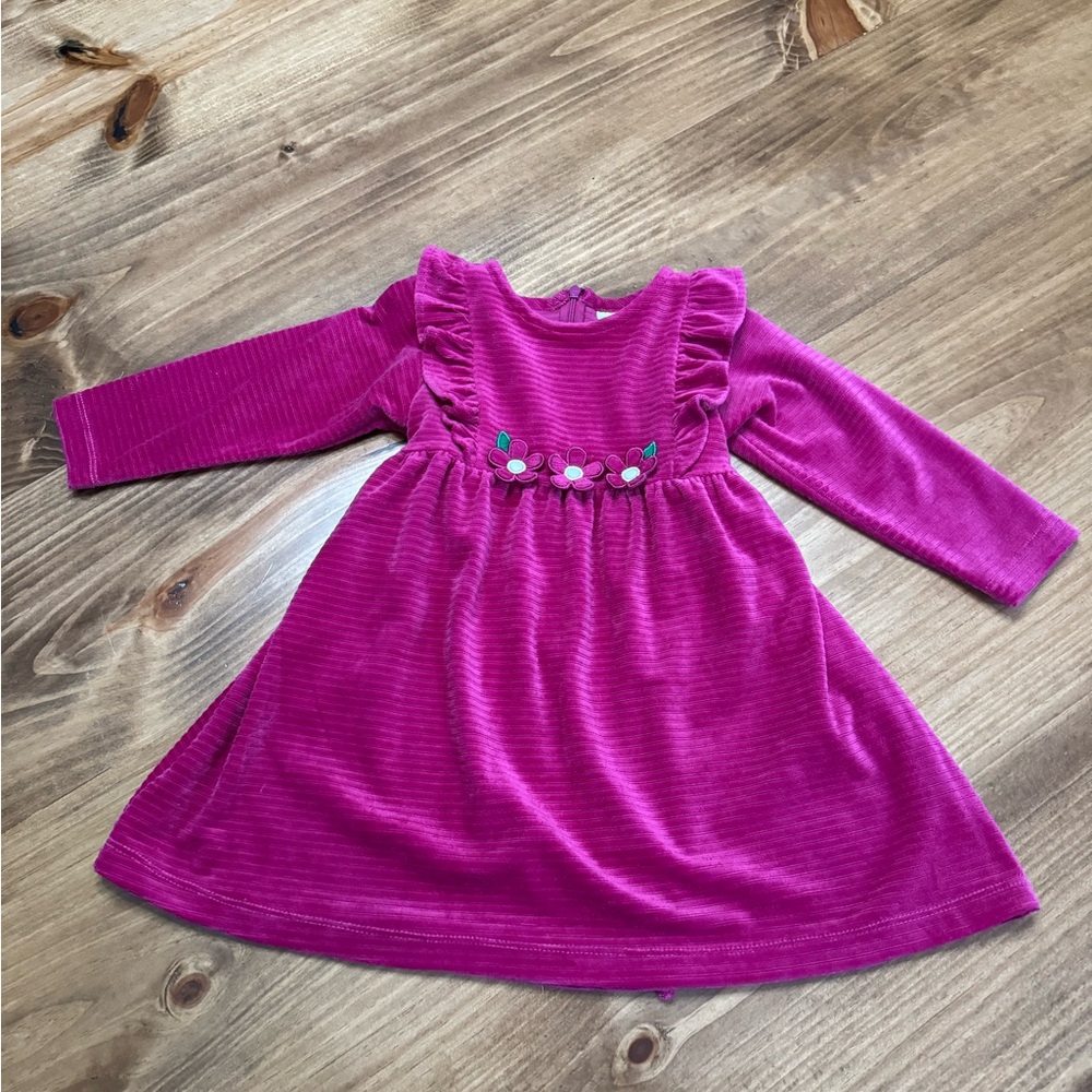 Florence Eiseman long sleeve Fuchsia Stretch
Dress With Flowers Size 3T